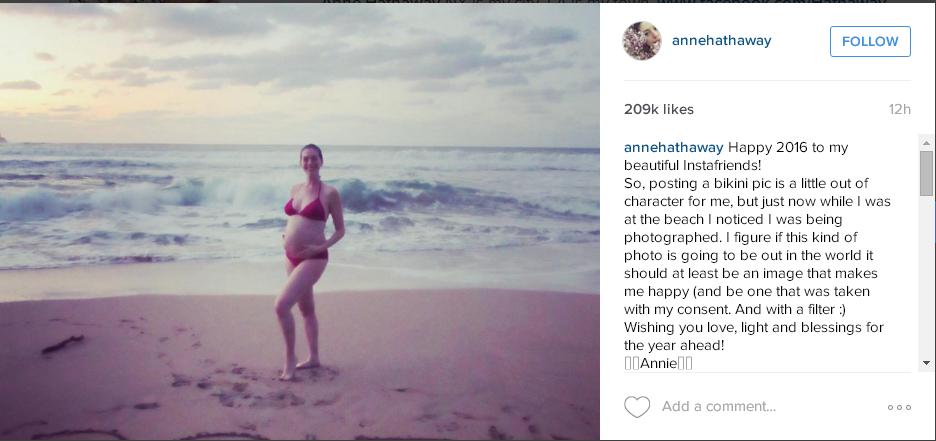 Anne-Hathaway-Shares-Photo-From-1st-Pregnancy-on-Instagram